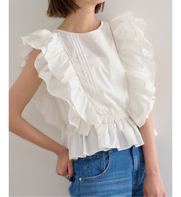 U by SPICK&SPAN「コットンフリルピンタックブラウス」|シャツ・ブラウス|