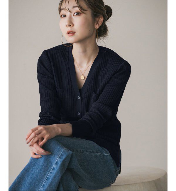 NOBLE「ナローワイドリブVカーディガン」|ニット・セーター|