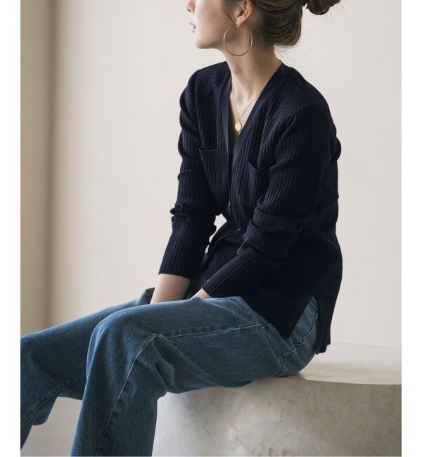 NOBLE「ナローワイドリブVカーディガン」|ニット・セーター|