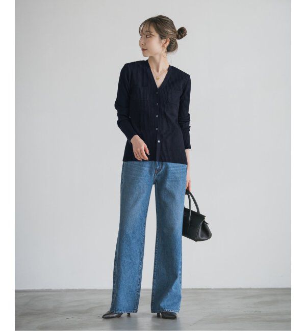 NOBLE「ナローワイドリブVカーディガン」|ニット・セーター|
