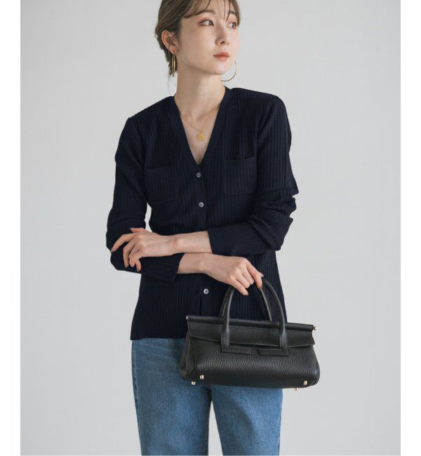 NOBLE「ナローワイドリブVカーディガン」|ニット・セーター|