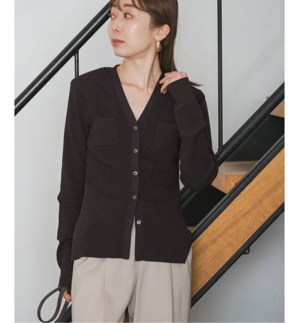 NOBLE「ナローワイドリブVカーディガン」|ニット・セーター|