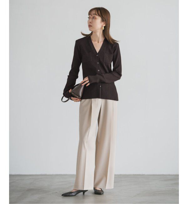 NOBLE「ナローワイドリブVカーディガン」|ニット・セーター|