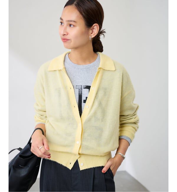 FRAMeWORK「シアーシャギー衿付きカーディガン」|カーディガン|イエロー
