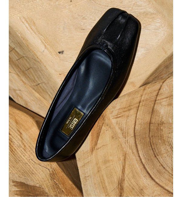  「《追加》GRISEレザースクエアプリーツフラット」|その他|ブラック A