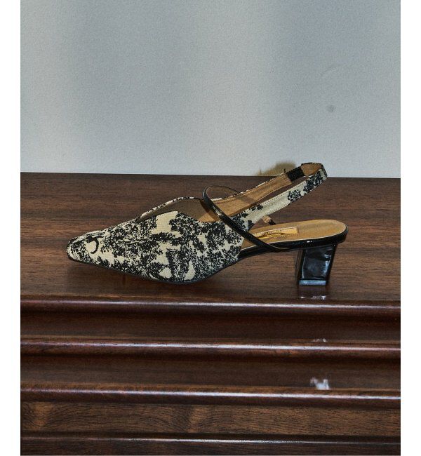  「GRISE4cmナロースクエアウェーブスリングバック」|パンプス|ブラック C