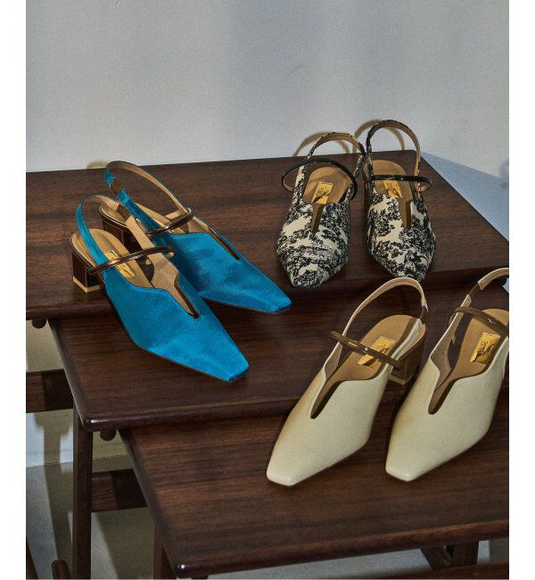  「GRISE4cmナロースクエアウェーブスリングバック」|パンプス|