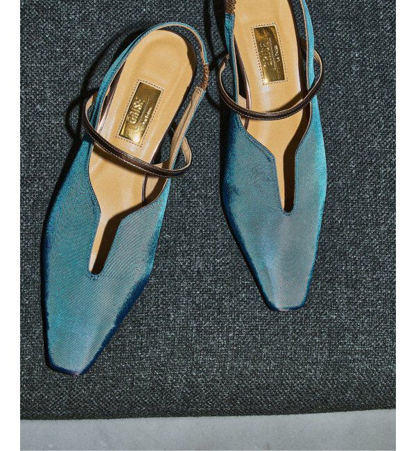  「GRISE4cmナロースクエアウェーブスリングバック」|パンプス|ブルー