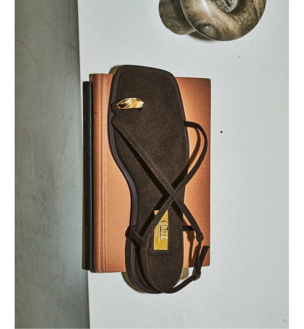  「《追加4》GRISEメタルリングクロストングサンダル」|サンダル|ブラウン