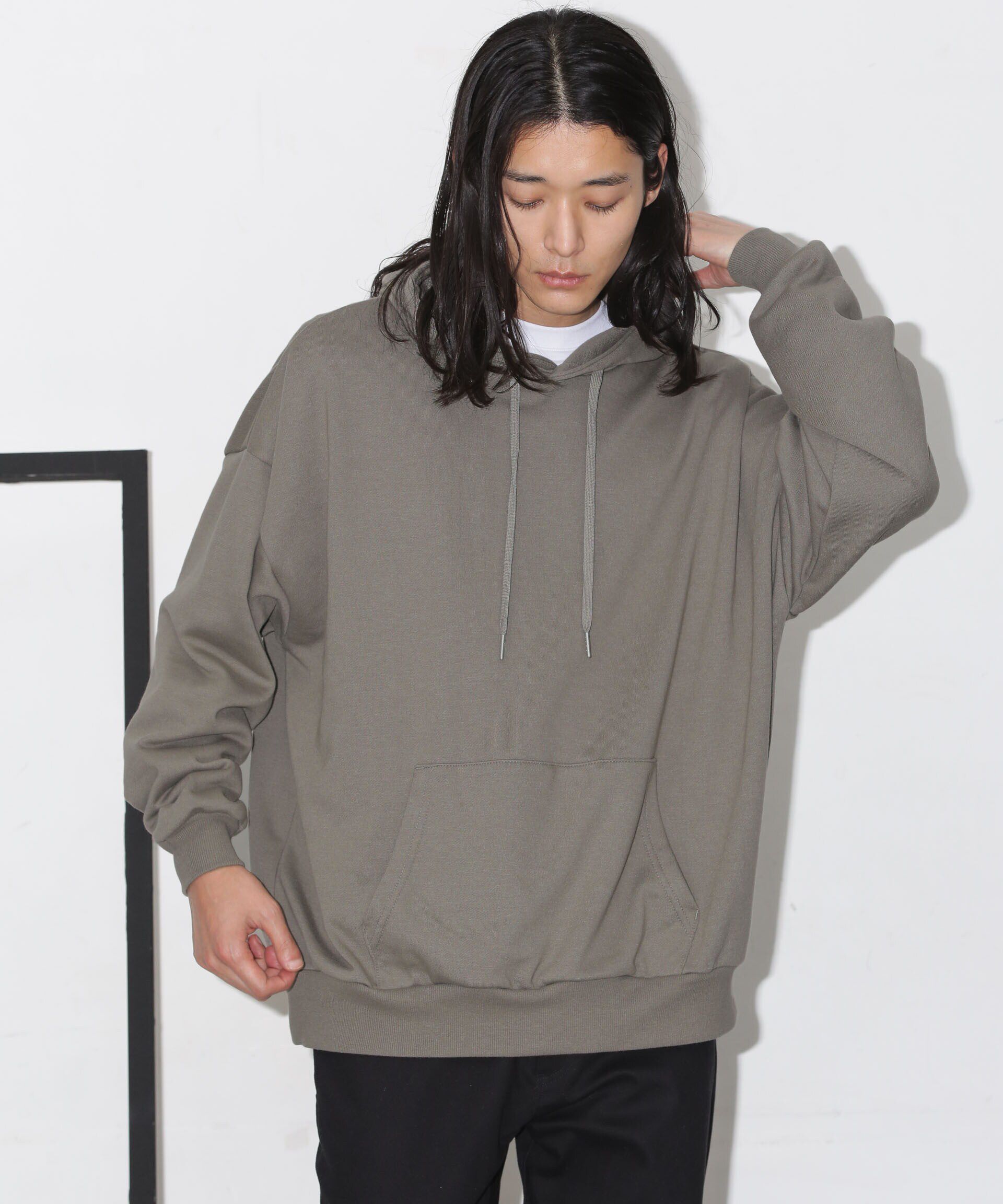 nano･universe「ビックシルエットフーディー」|パーカー|グレージュ3