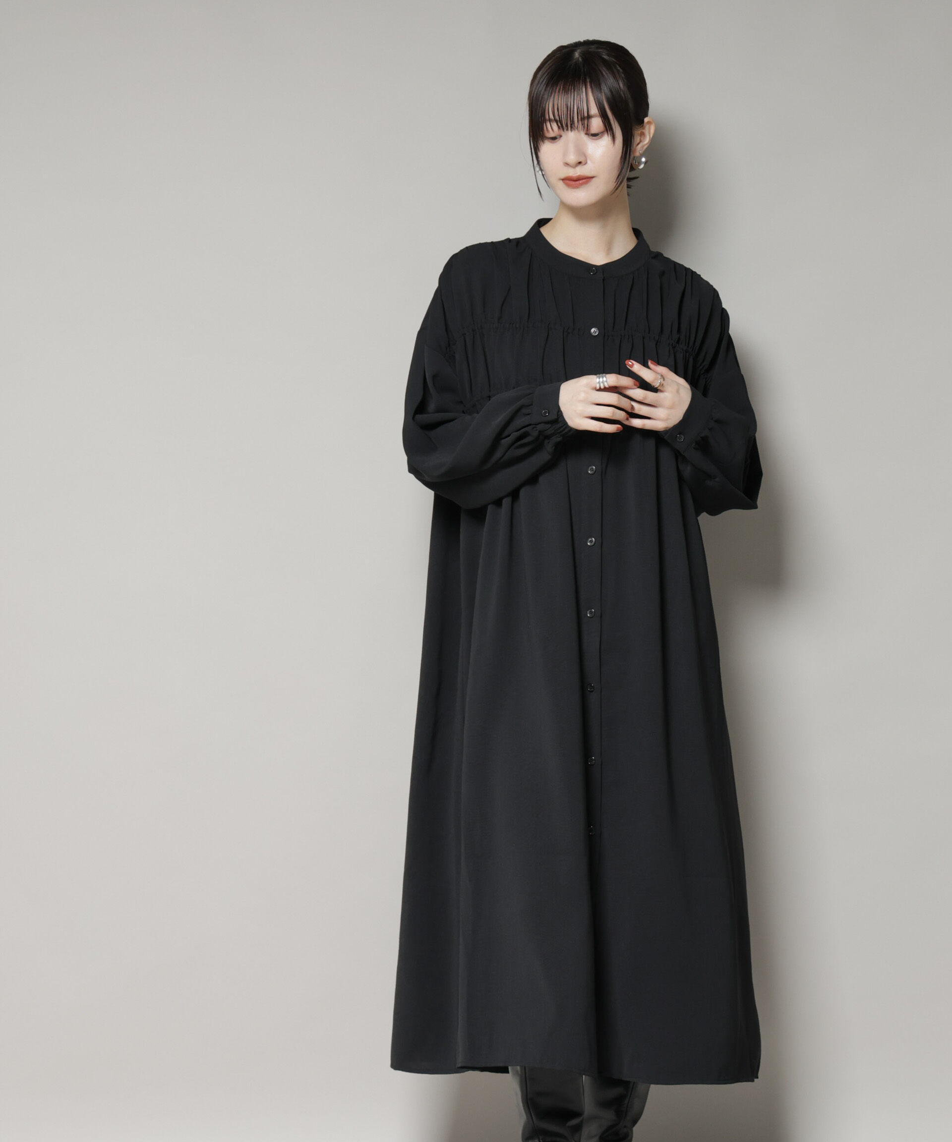 nano･universe「ギャザー切り替えデザインワンピース」|ワンピース|