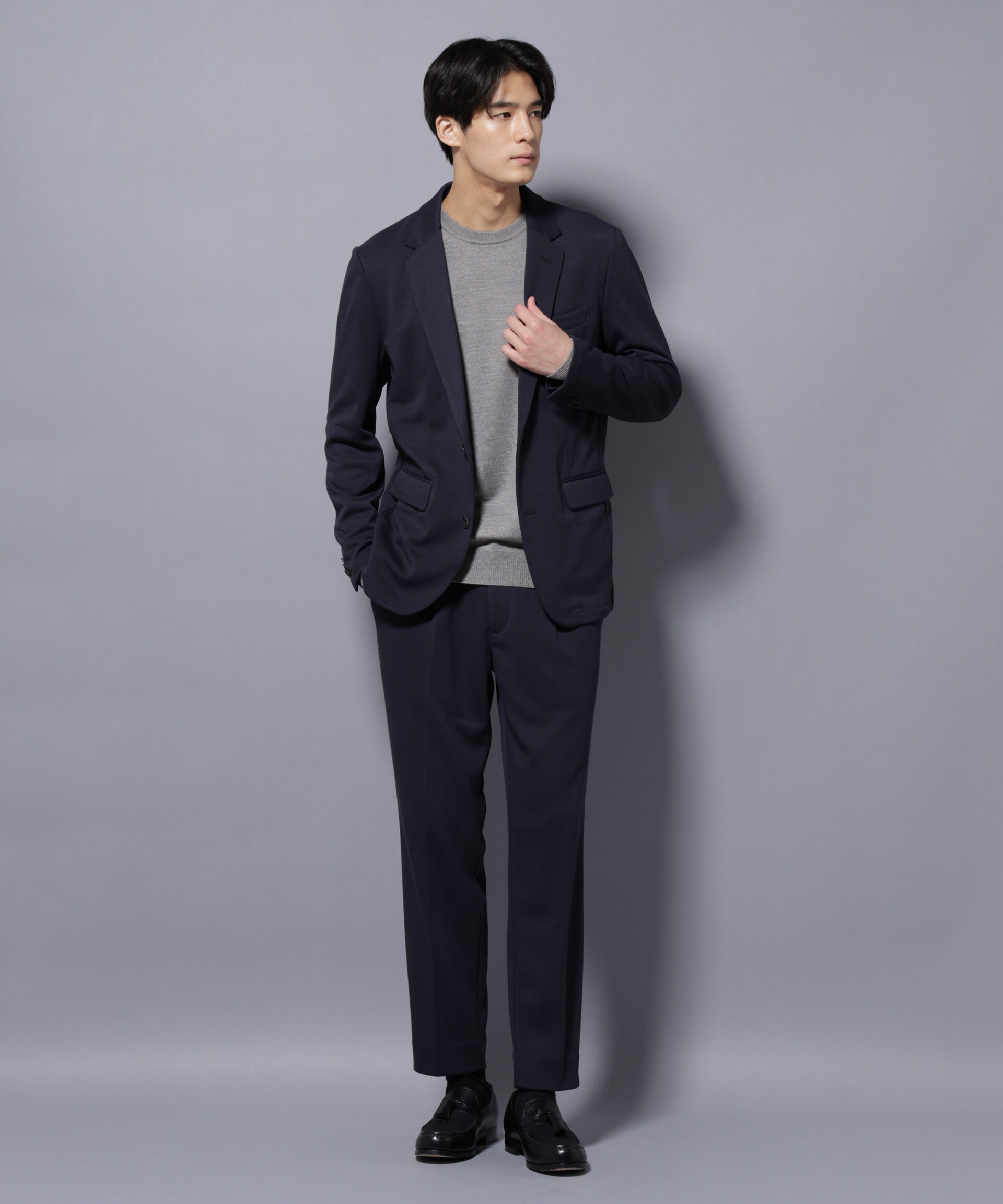 nano･universe「「Damerino」ポンチストレッチセットアップ」|スーツ|ネイビー