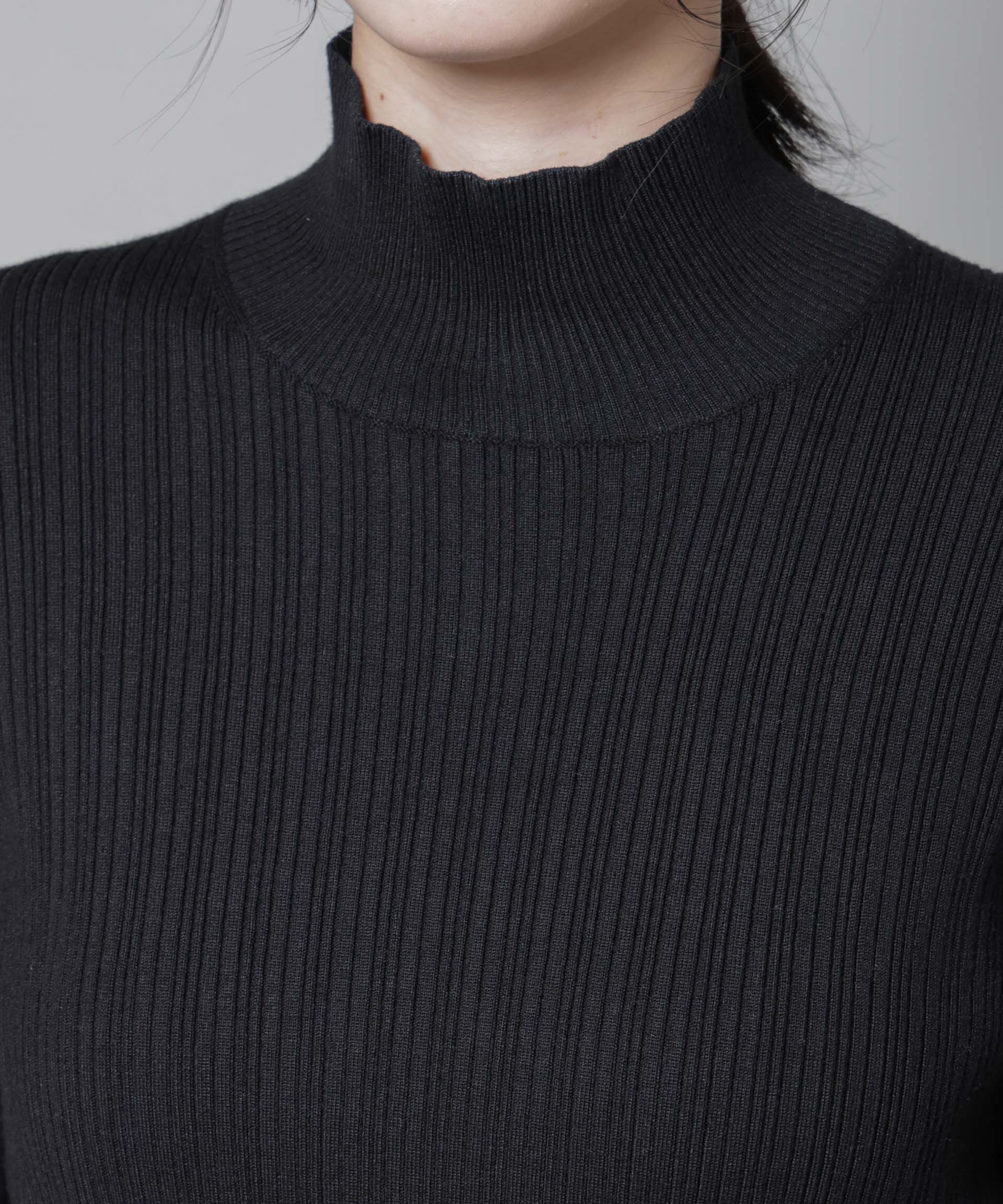 nano･universe「ホホバオイル加工ランダムリブタートルニット」|ニット・セーター|