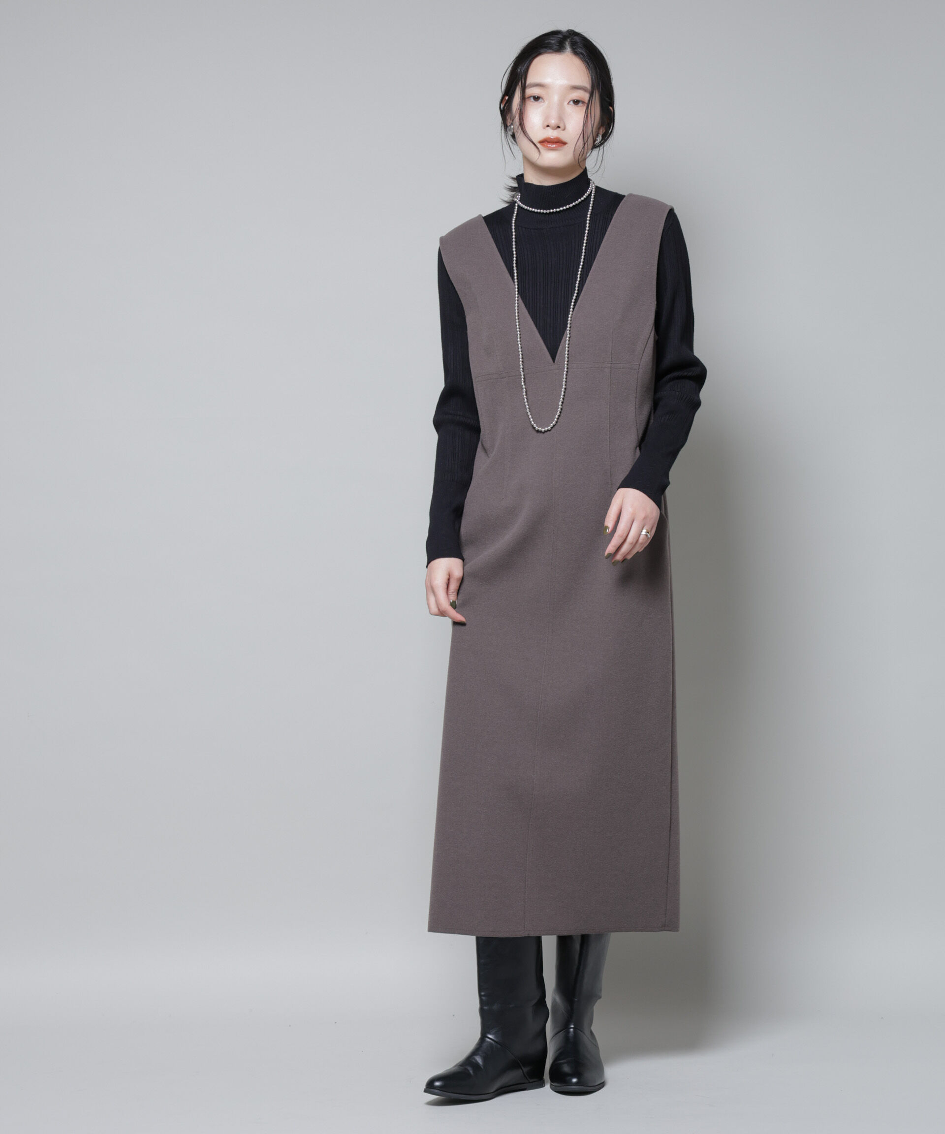 nano･universe「ホホバオイル加工ランダムリブタートルニット」|ニット・セーター|