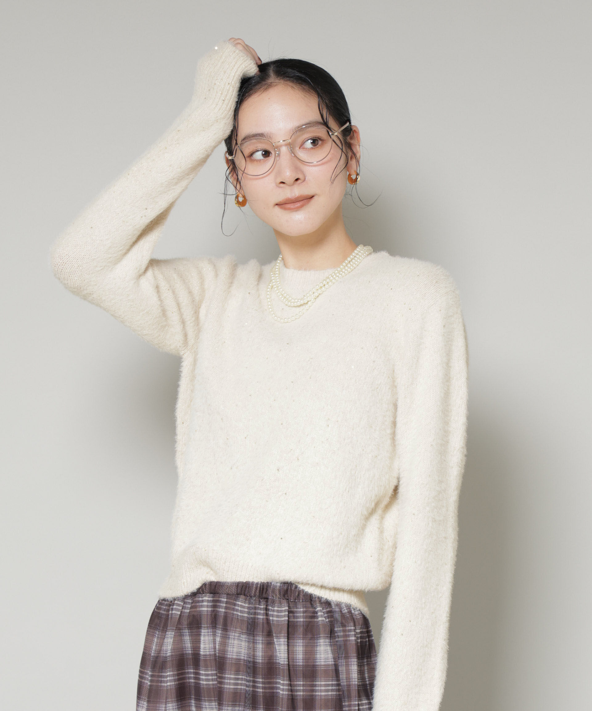 nano･universe「スパンコールフェザーニットプルオーバー」|ニット・セーター|