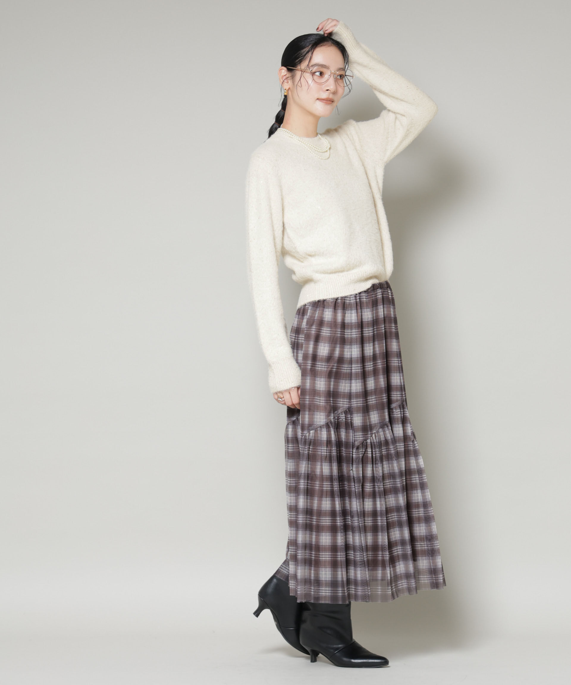 nano･universe「スパンコールフェザーニットプルオーバー」|ニット・セーター|