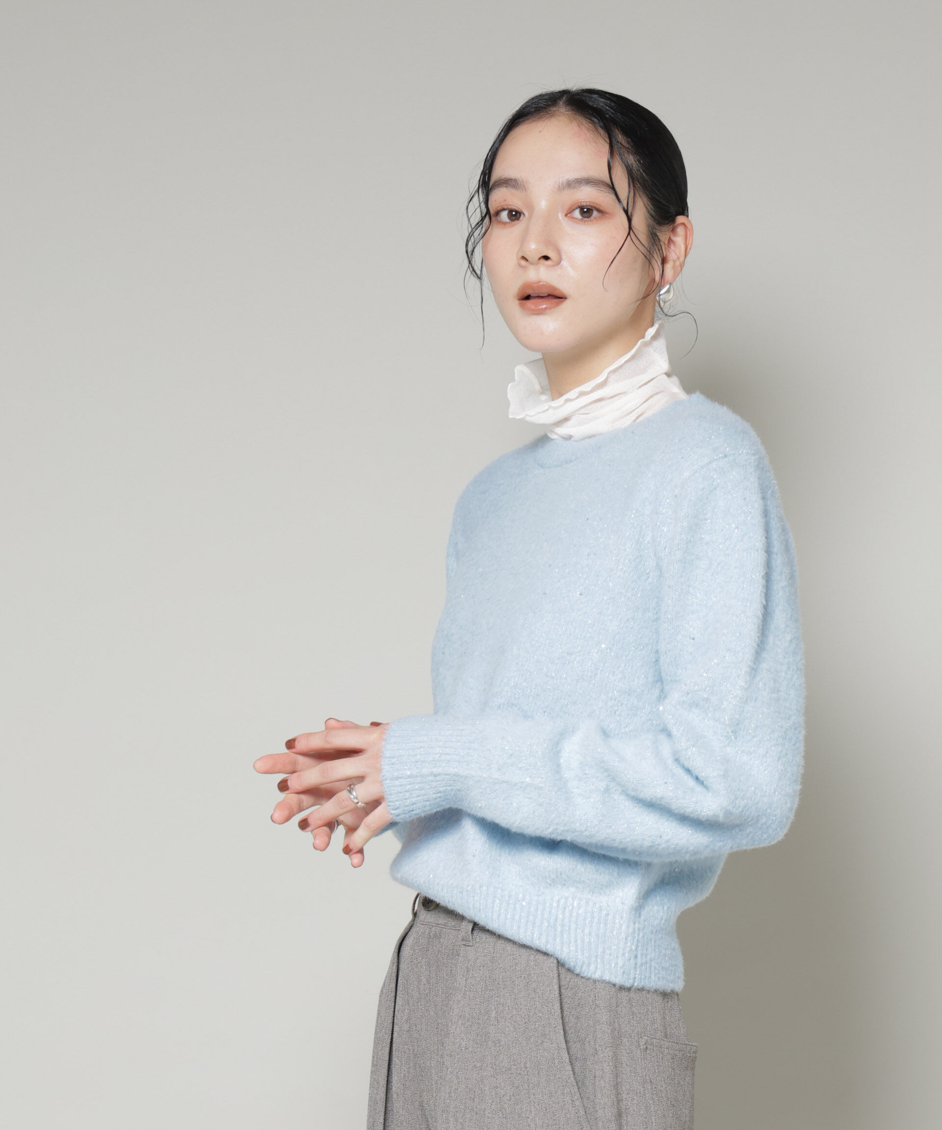 nano･universe「スパンコールフェザーニットプルオーバー」|ニット・セーター|