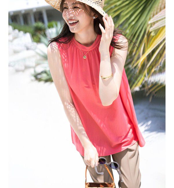 組曲「【速乾】ドライタッチ スリーブレス トップス」|Tシャツ・カットソー|フラミンゴ系