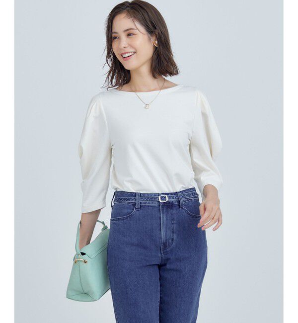 組曲「ミニ裏毛ボリュームタックスリーブ カットソー」|Tシャツ・カットソー|アイボリー系