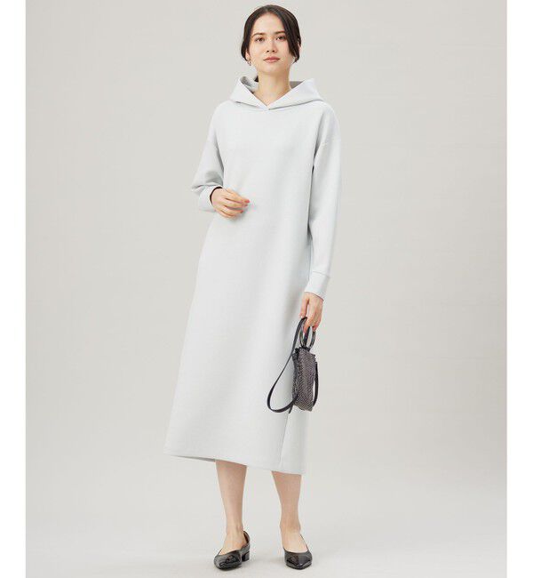 自由区「【WEB限定・洗える】マットストレッチダンボールフーディー ワンピース」|ワンピース|ライトグレー