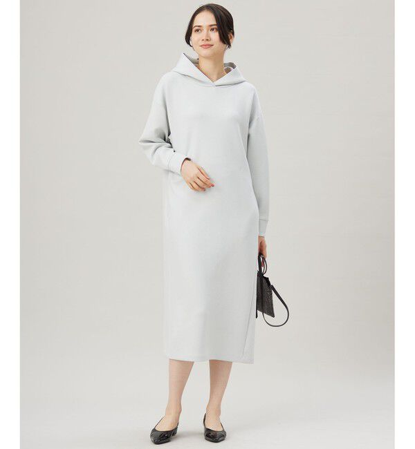 自由区「【WEB限定・洗える】マットストレッチダンボールフーディー ワンピース」|ワンピース|