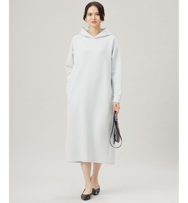 自由区「【WEB限定・洗える】マットストレッチダンボールフーディー ワンピース」|ワンピース|