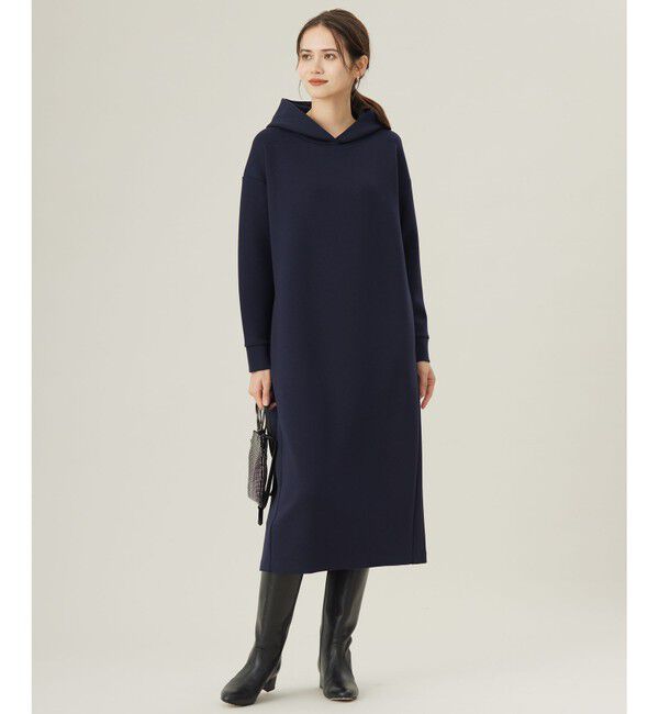 自由区「【WEB限定・洗える】マットストレッチダンボールフーディー ワンピース」|ワンピース|