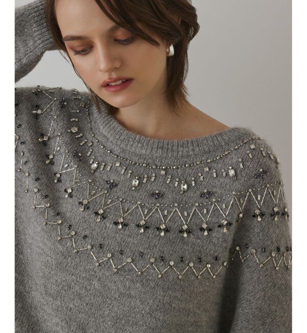Diagram「フェアアイル刺繍ニットトップ」|ニット・セーター|グレー