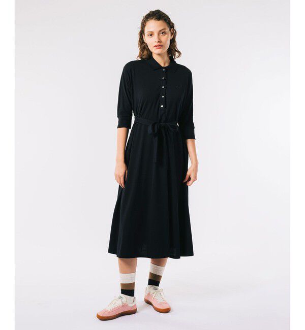 LACOSTE「ドルマンスリーブ鹿の子地ドレス / 鹿の子ワンピース マキシ丈 ロング丈」|ワンピース|