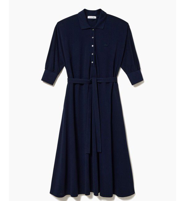 LACOSTE「ドルマンスリーブ鹿の子地ドレス / 鹿の子ワンピース マキシ丈 ロング丈」|ワンピース|