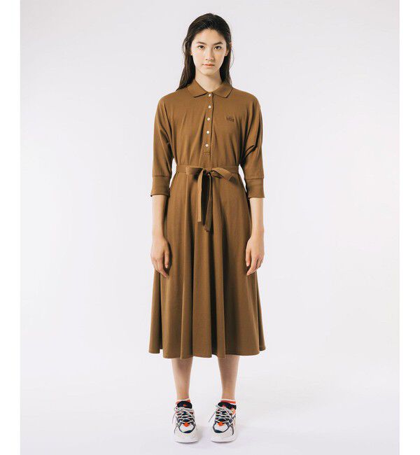 LACOSTE「ドルマンスリーブ鹿の子地ドレス / 鹿の子ワンピース マキシ丈 ロング丈」|ワンピース|