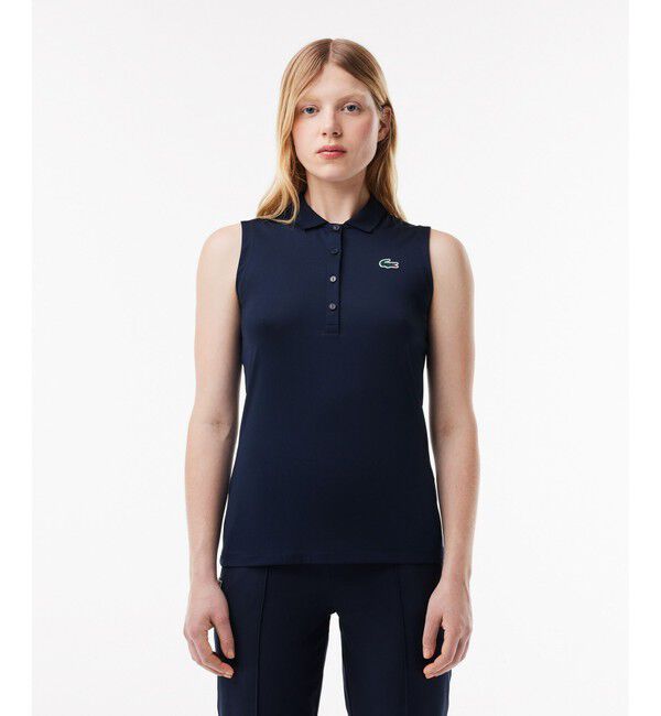 LACOSTE「UVカット UPF50+ ウルトラドライノースリーブゴルフポロシャツ」|ポロシャツ|ネイビー
