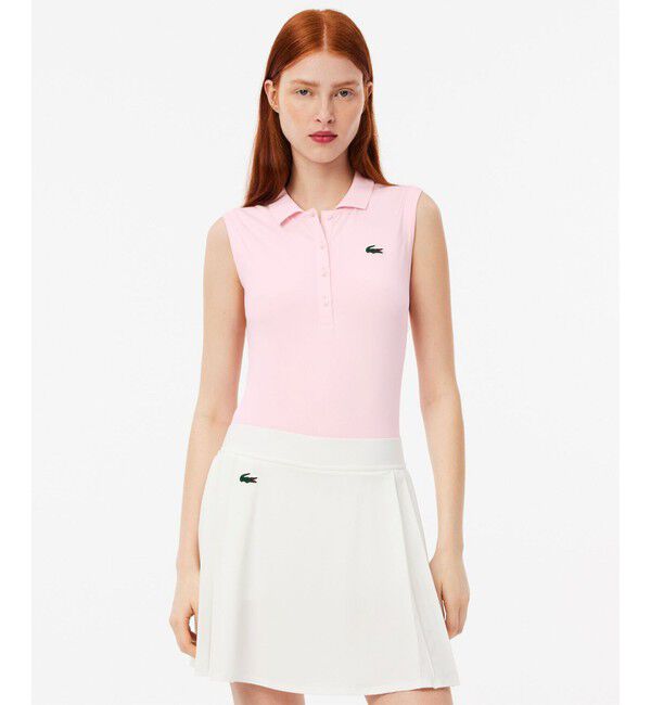 LACOSTE「UVカット UPF50+ ウルトラドライノースリーブゴルフポロシャツ」|ポロシャツ|ピンク
