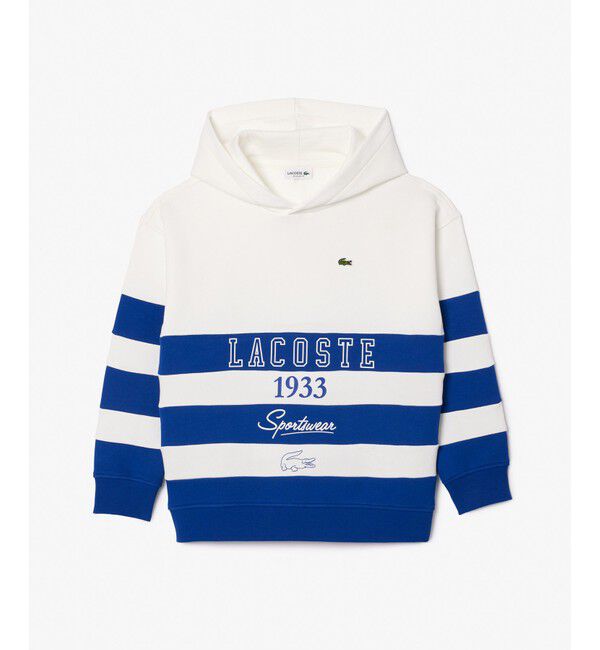 LACOSTE「オーガニックコットン パネルボーダーグラフィックスウェットフーディー」|パーカー|