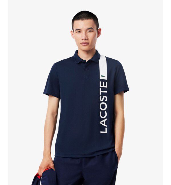 LACOSTE「アシンメトリーデザインウルトラドライポロシャツ」|ポロシャツ|ネイビー