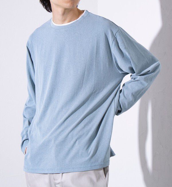 GLOSTER「【GLOSTER/グロスター】フェード加工 天竺 フェイクレイヤード ロングスリーブTシャツ ロンT」|Tシャツ・カットソー|サックス