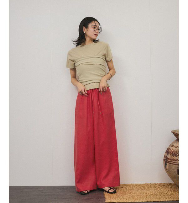 SALON adam et rope'「【WEB限定】ヨーロピアンフラックスリネンリラックスパンツ」|チノ|