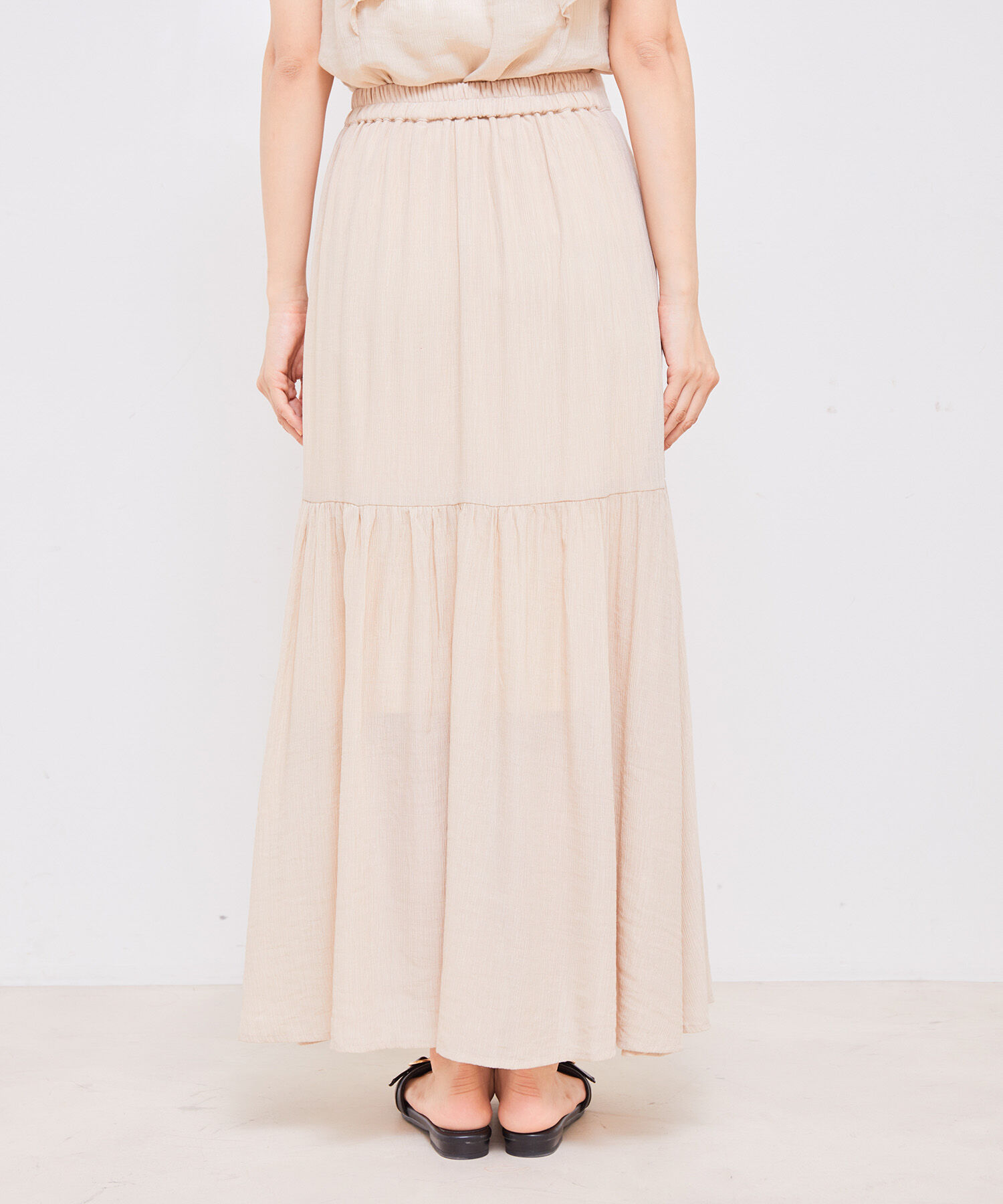 vis-a-vis「【WEB限定】【SET】楊柳フリルノースリブラウス＆ティアードスカートセット」|ワンピース|