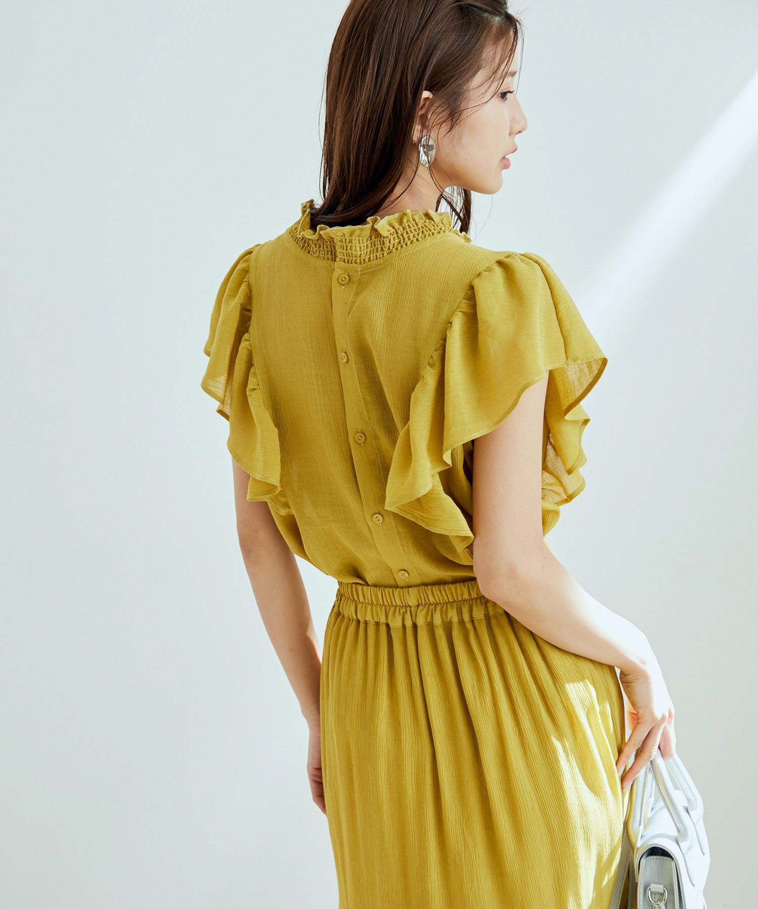 vis-a-vis「【WEB限定】【SET】楊柳フリルノースリブラウス＆ティアードスカートセット」|ワンピース|