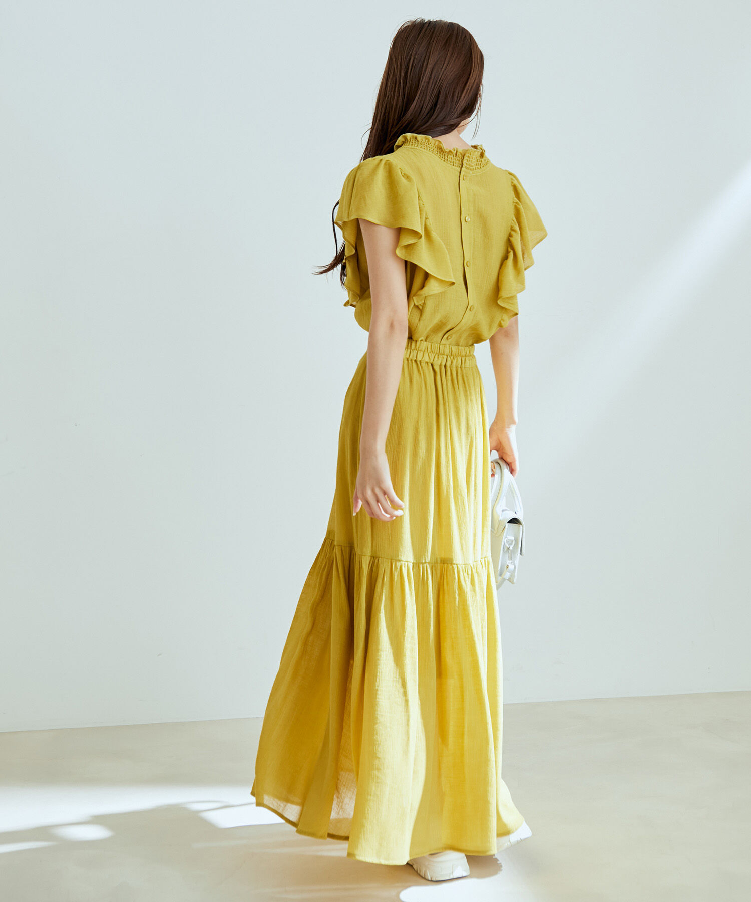 vis-a-vis「【WEB限定】【SET】楊柳フリルノースリブラウス＆ティアードスカートセット」|ワンピース|