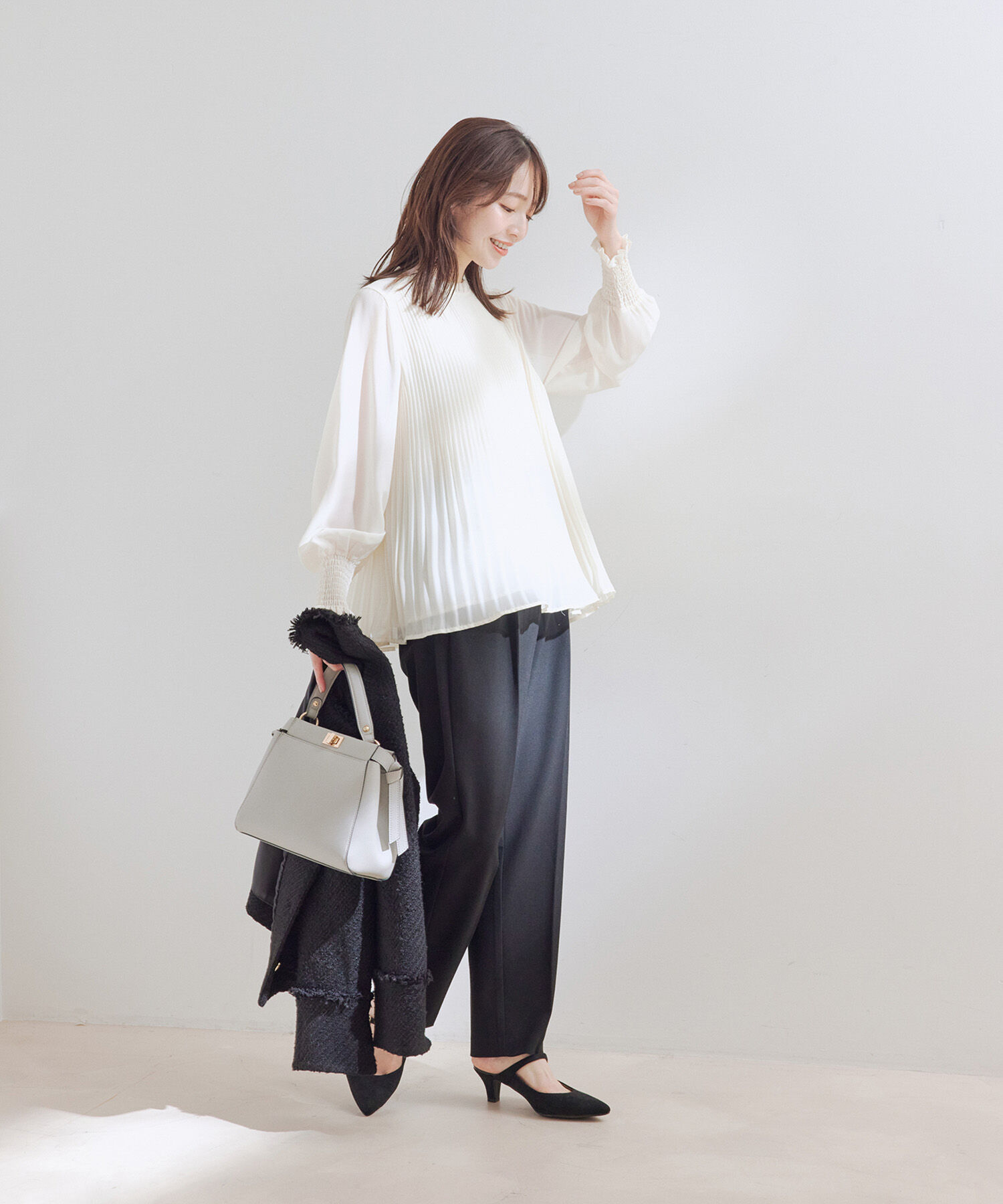 VIS「【洗える】シフォンプリーツブラウス」|シャツ・ブラウス|