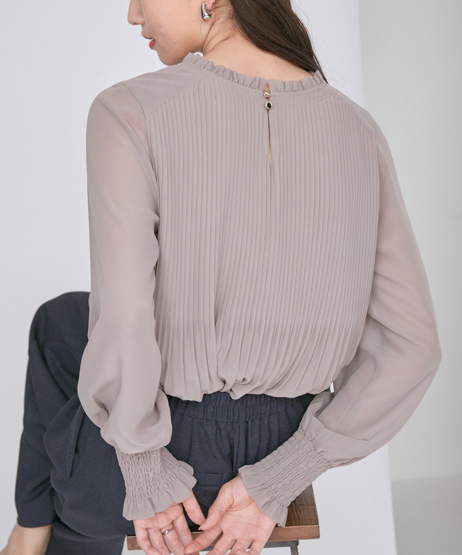 VIS「【洗える】シフォンプリーツブラウス」|シャツ・ブラウス|