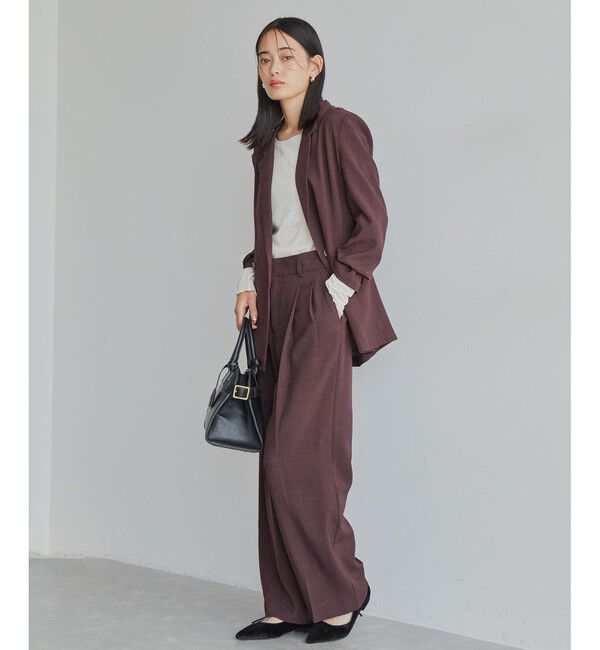VIS「【美easy】リネンライクワンタックワイドスラックスパンツ【接触冷感/洗える】」|スラックス|
