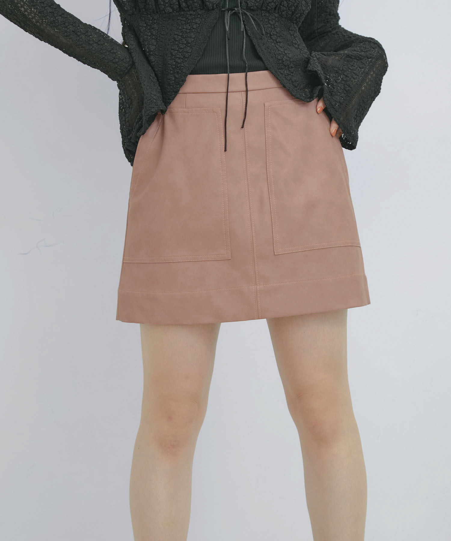 VIS「ヴィンテージライク合皮ミニスカート」|スカート|ピンク(63)