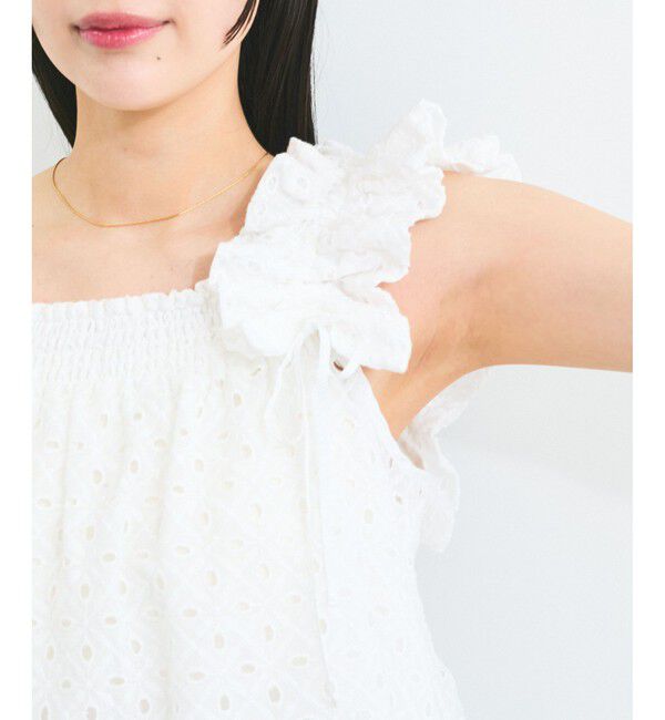 VIS「【2WAY】エンブロイダリーレースショルダーブラウス」|シャツ・ブラウス|