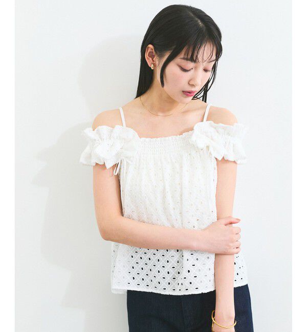 VIS「【2WAY】エンブロイダリーレースショルダーブラウス」|シャツ・ブラウス|