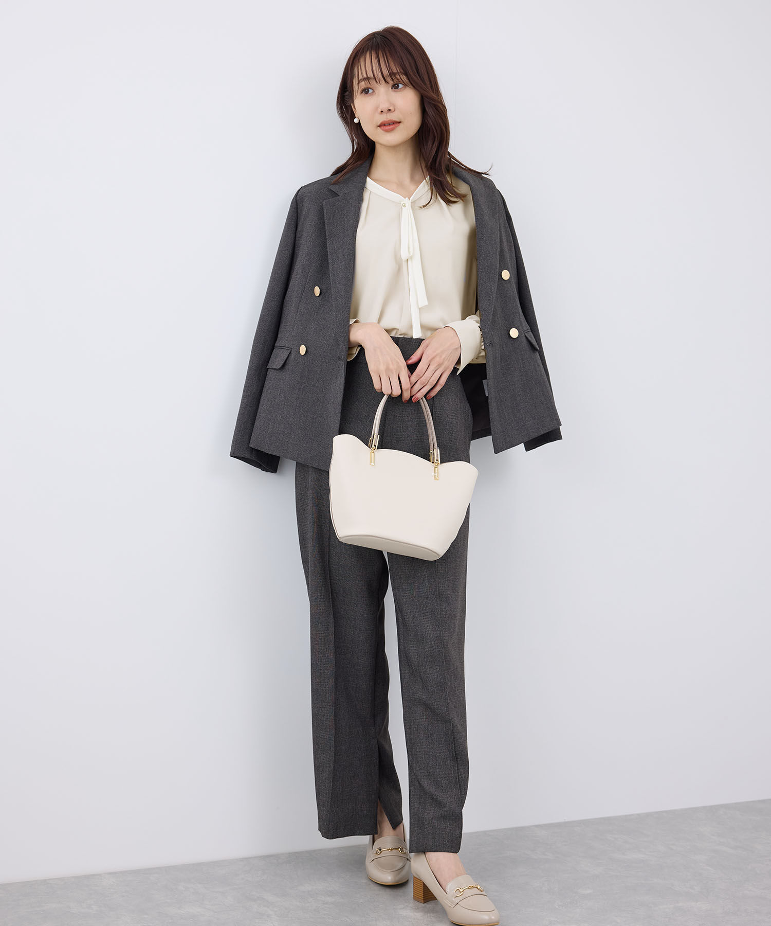 Rope&rsquo;Picnic「【2サイズ展開】メタルボタンリボンタイ長袖ブラウス」|シャツ・ブラウス|