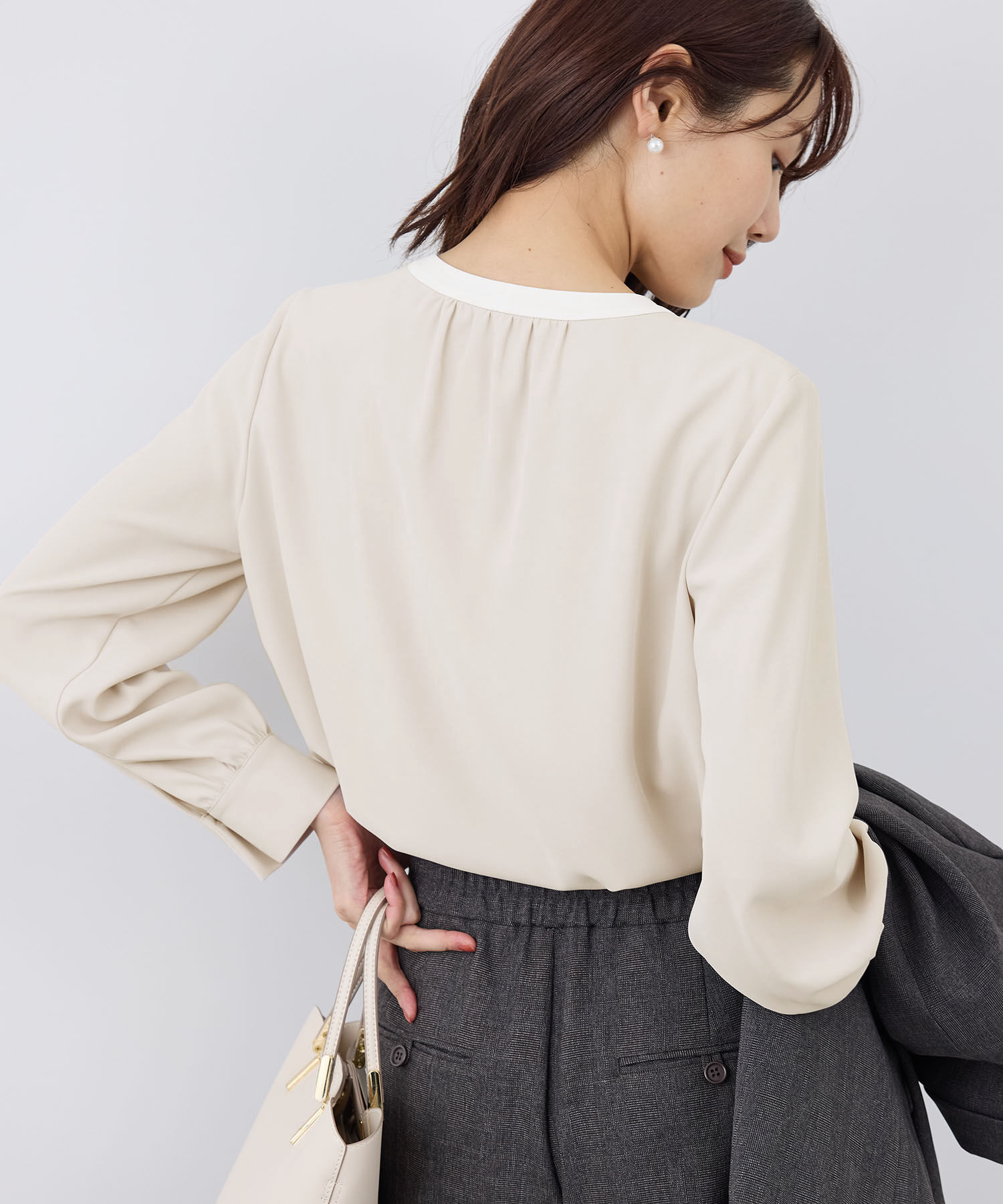 Rope&rsquo;Picnic「【2サイズ展開】メタルボタンリボンタイ長袖ブラウス」|シャツ・ブラウス|