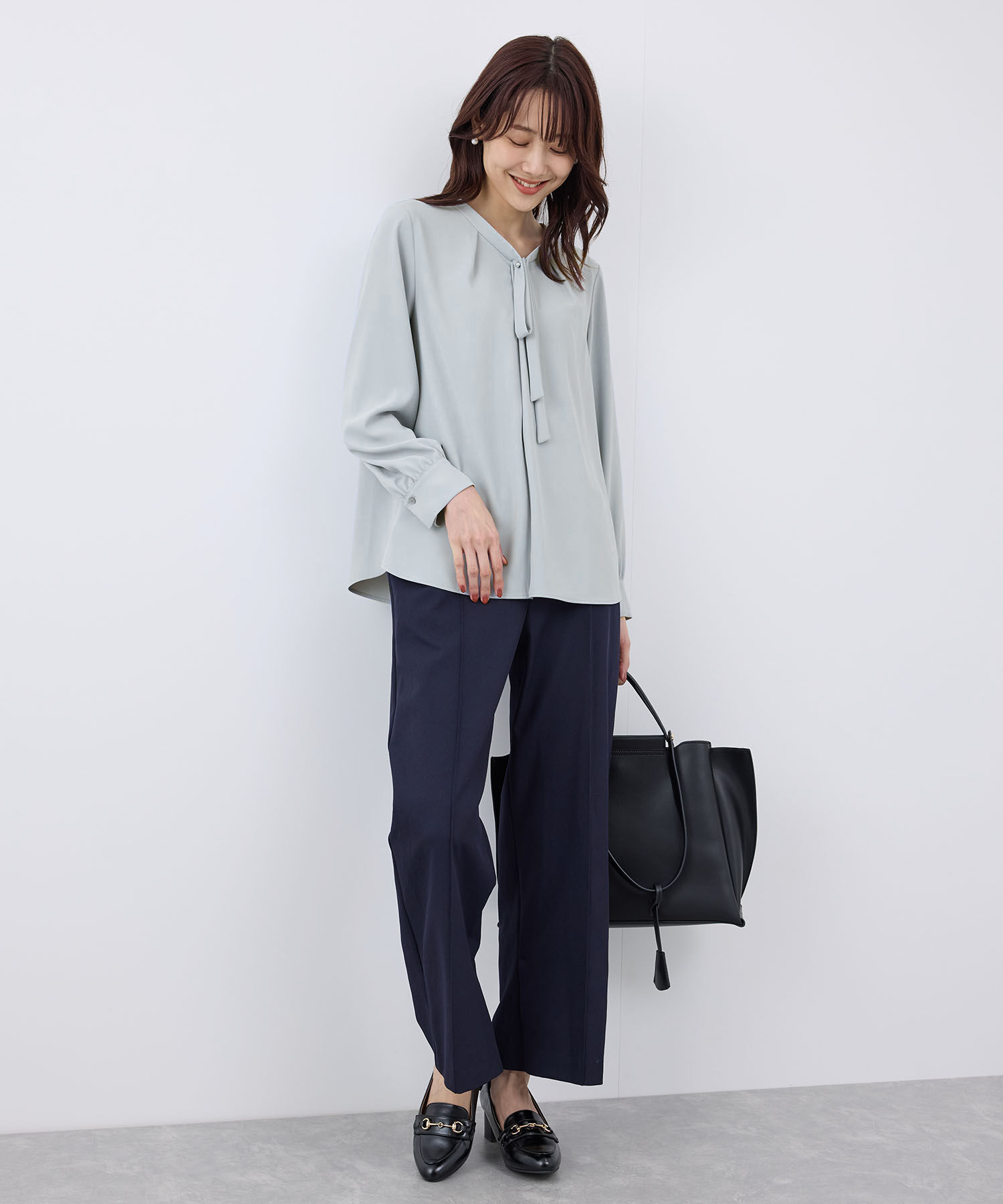 Rope&rsquo;Picnic「【2サイズ展開】メタルボタンリボンタイ長袖ブラウス」|シャツ・ブラウス|