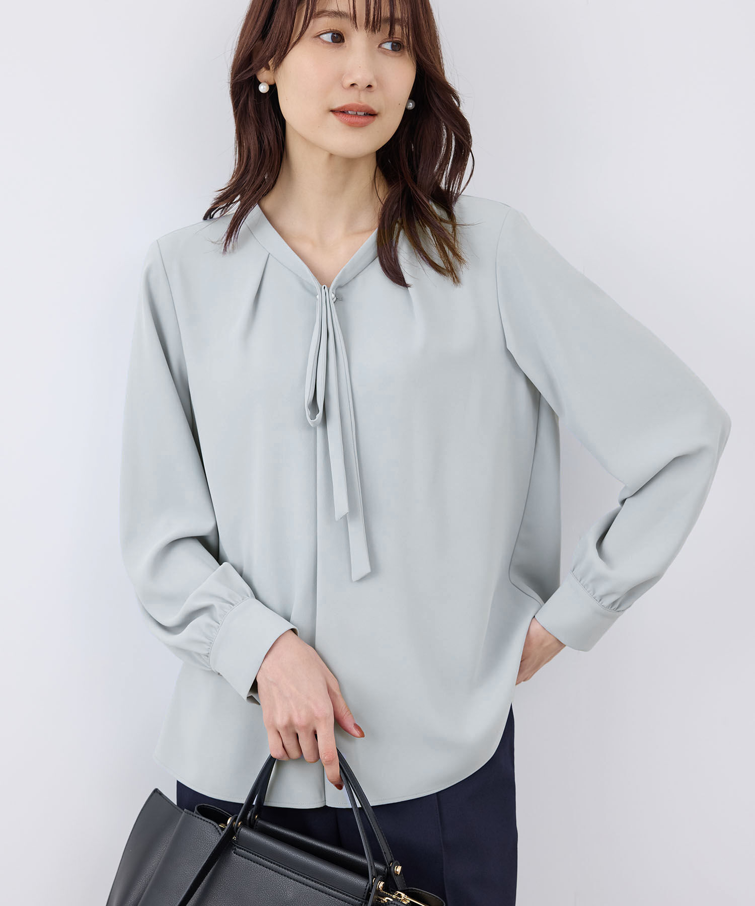 Rope&rsquo;Picnic「【2サイズ展開】メタルボタンリボンタイ長袖ブラウス」|シャツ・ブラウス|